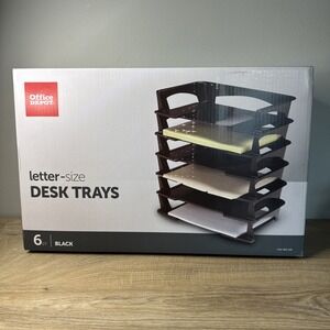 Office Depot Desk Letter Size Stacking Trays Black 6‎ Pack Workspace Desktop